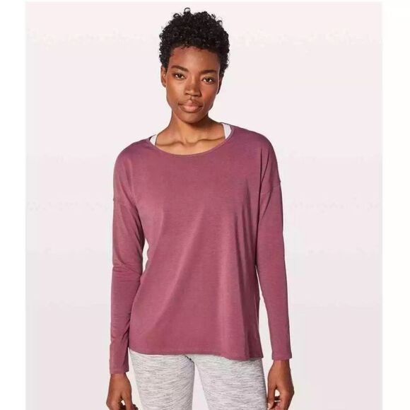 Lululemon Back Into It Long Sleeve cross back Top So Merlot Size XL - Picture 1 of 8